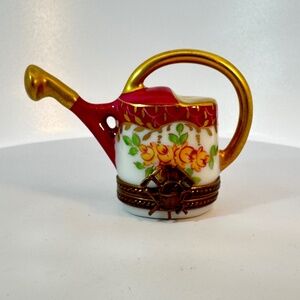 Limoges France Peint Main Watering Can Trinket Box